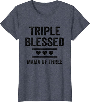 Triple Blessed Mama of Three Boys Girls Kids Blessed Mom