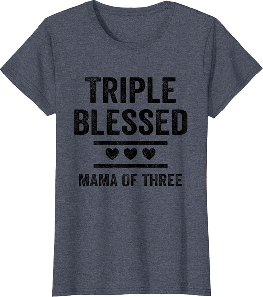 Triple Blessed Mama of Three Boys Girls Kids Blessed Mom