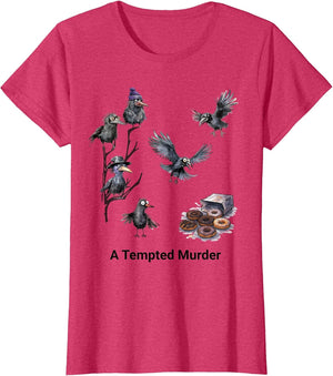 A Tempted Murder of Crows with Donuts Funny Pun Design