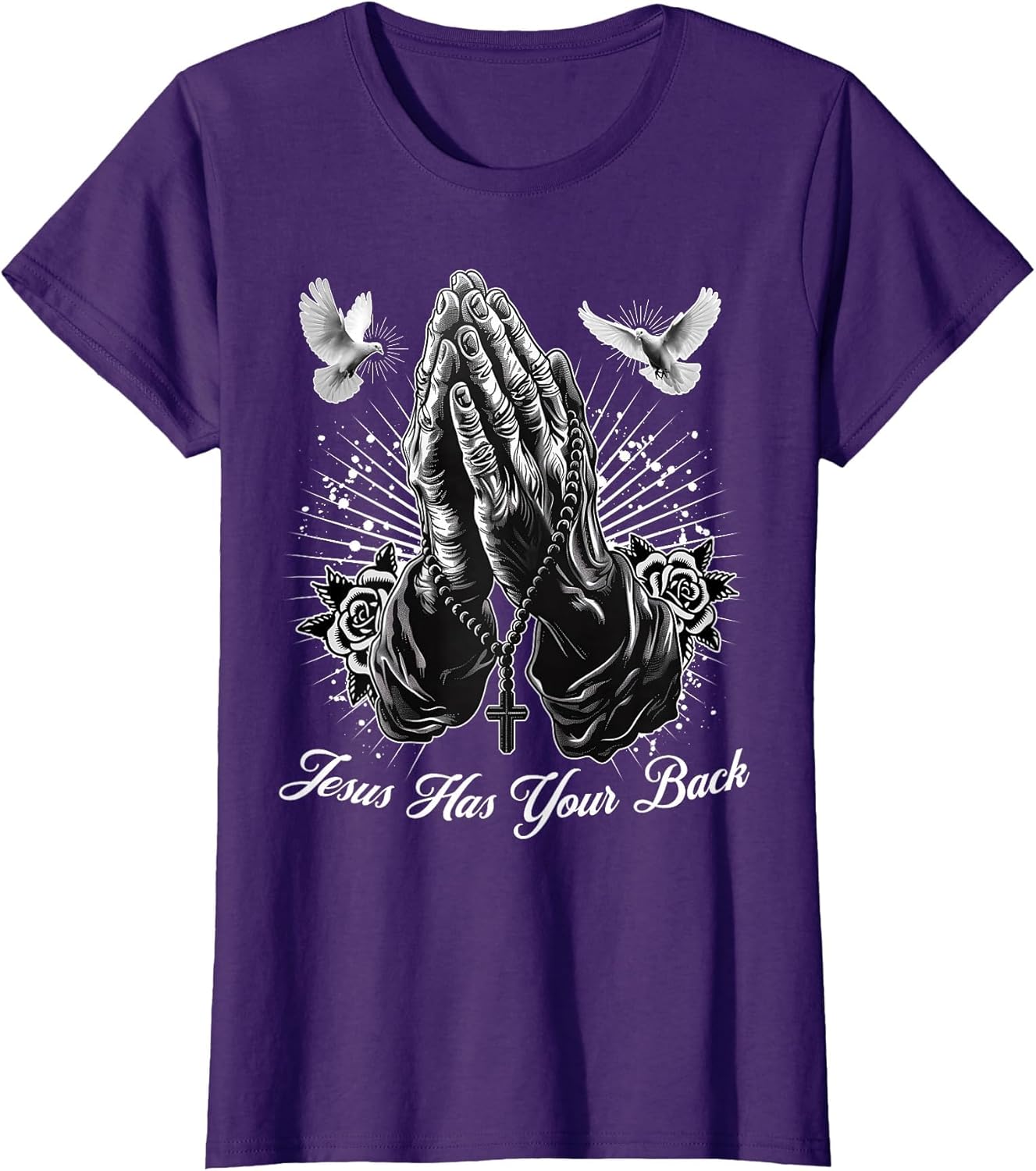 Jesus Has Your Back Prayer Hands Chicano Tattoo Doves Rosary