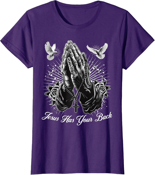 Jesus Has Your Back Prayer Hands Chicano Tattoo Doves Rosary