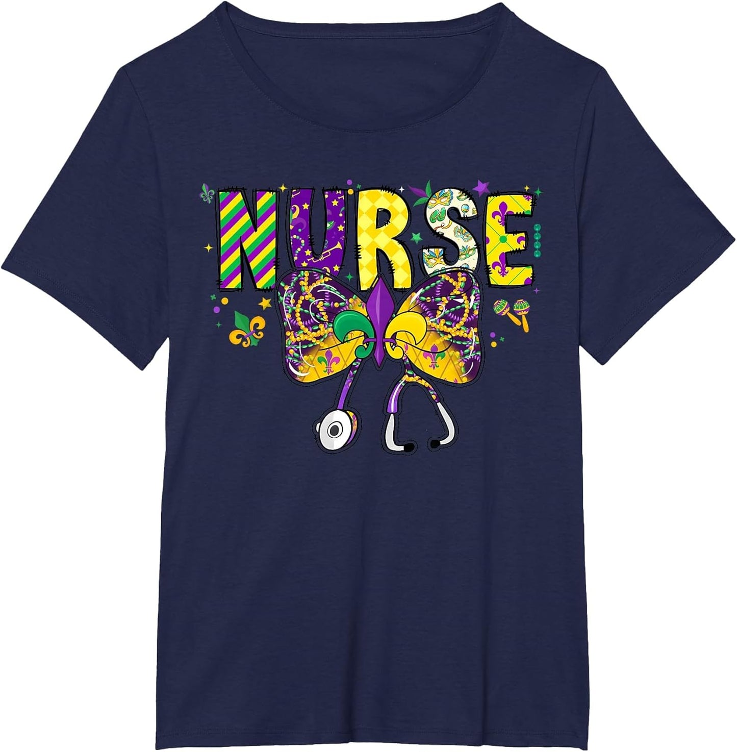 Nurse Mardi Gras Coquette Bow Stethoscope Girls Women