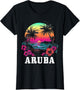 Aruba Vintage Souvenir Hibiscus Flowers Surfer Beach