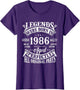 40th Birthday Shirt Vintage Born in 1986 40 Years Old B-Day