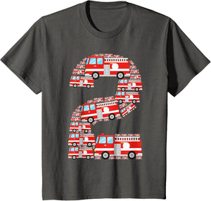 Fire Truck 2nd Birthday Boy 2 Year Old Toddler Firefighter