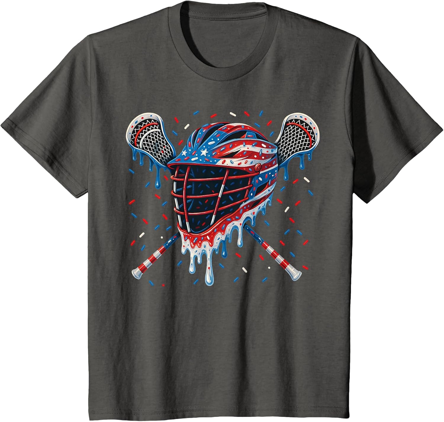 Patriotic American Flag Lacrosse Ice Cream Drip Lax Boys