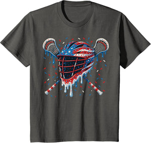 Patriotic American Flag Lacrosse Ice Cream Drip Lax Boys