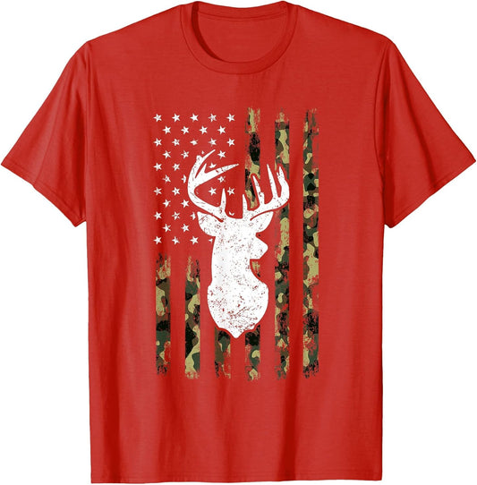 Hunting Shirt American Camouflage Flag Deer Silhouette