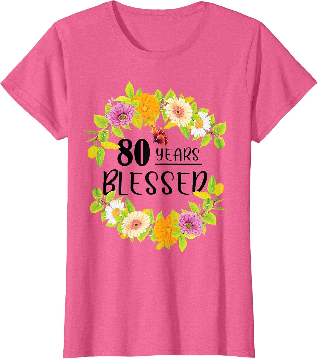 Floral Happy 80th Birthday 80 Years Blessed