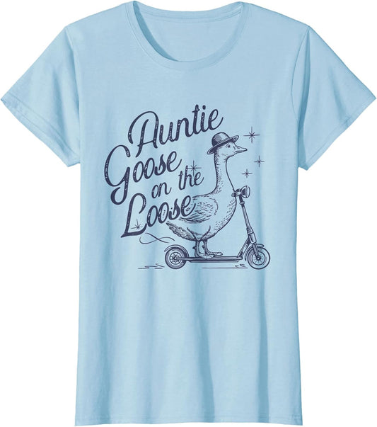 Auntie Goose on The Loose Funny Scooter Animal Retro