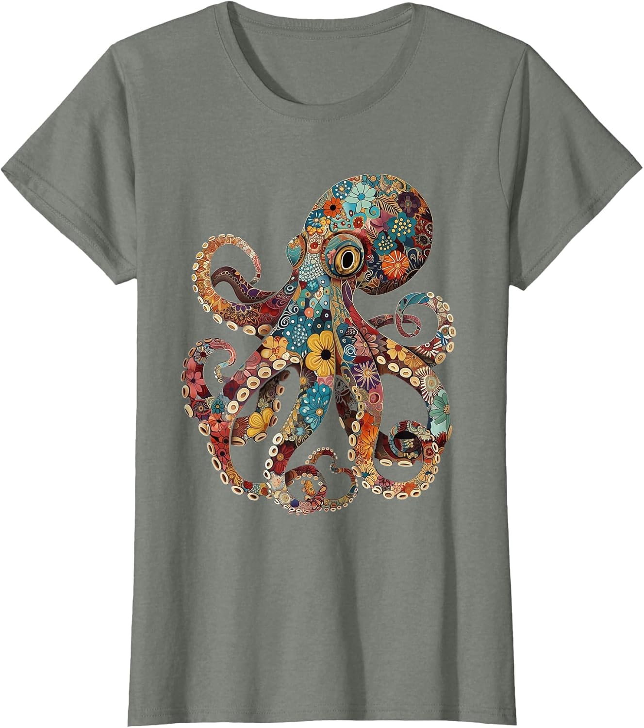 Octopus Floral Vintage Flowers Squid Kraken Scuba Diving