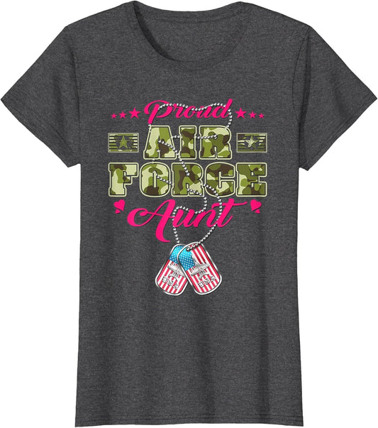 Proud Air Force Aunt - Camo US Flag Dog Tags Military Auntie