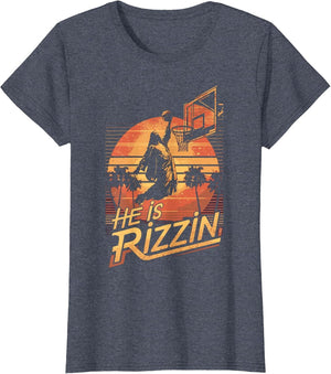 He is Rizzin Jesus Playing Basketball Funny Retro Christian