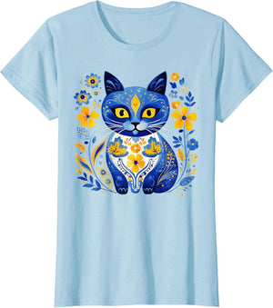 Ukraine Cat Floral Vintage Ukrainian Flag Vyshyvanka Style