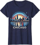 Vintage Chicago Illinois City Skyline Shirt Men Women Retro