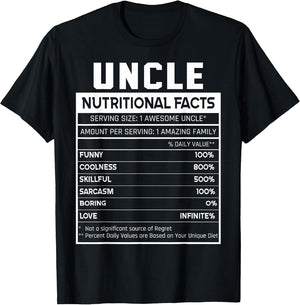 Uncle Nutritional Facts Funny Uncle Niece Nephew Love