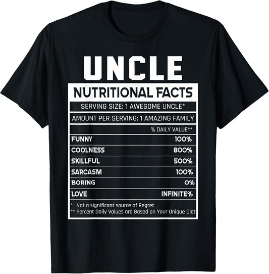 Uncle Nutritional Facts Funny Uncle Niece Nephew Love
