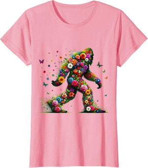 Floral Bigfoot Colorful Flower Power Hippie Sasquatch Art