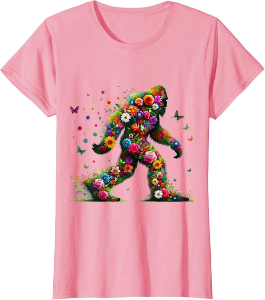 Floral Bigfoot Colorful Flower Power Hippie Sasquatch Art