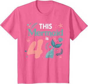 4th Birthday This Mermaid is 4 Four Year Old Bday Girls Kids