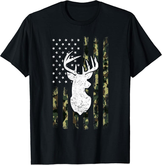 Hunting Shirt American Camouflage Flag Deer Silhouette