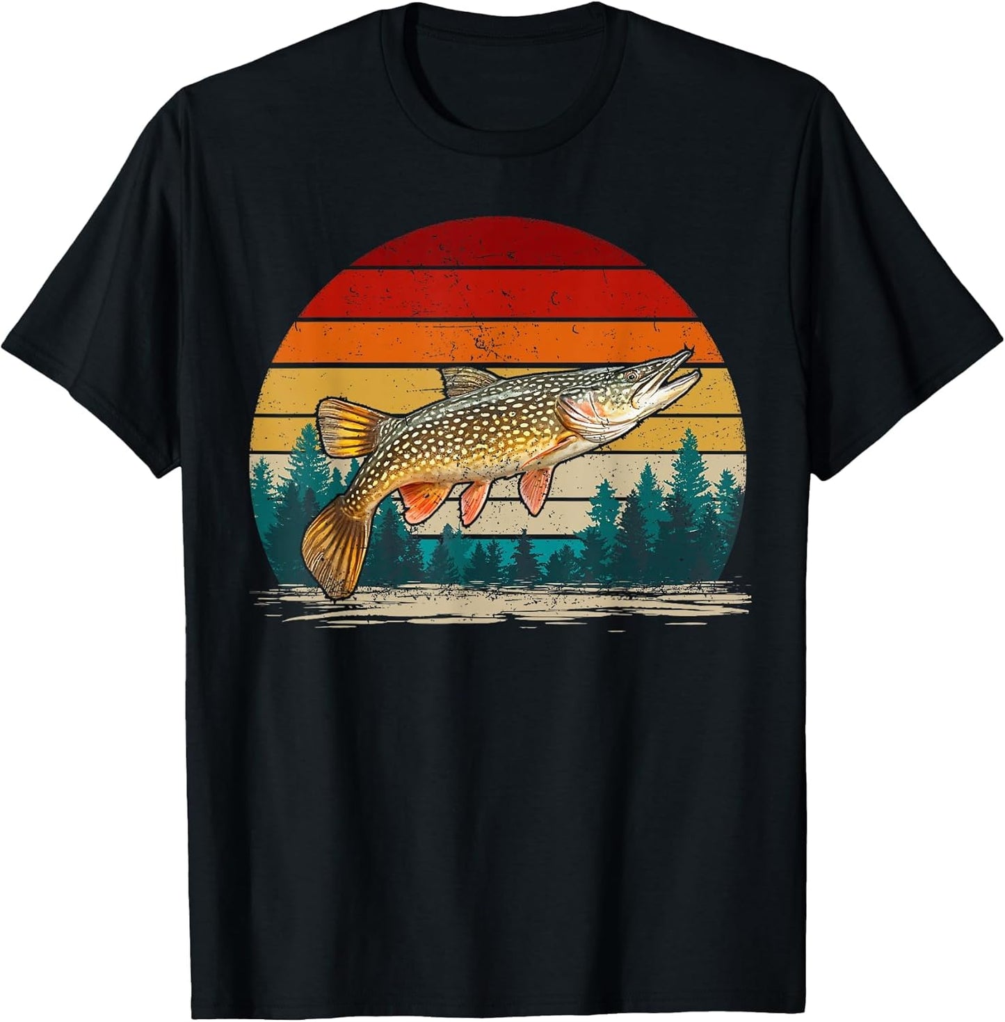 Pike Fish Vintage Distressed Retro Style Pike Fish
