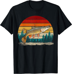 Pike Fish Vintage Distressed Retro Style Pike Fish