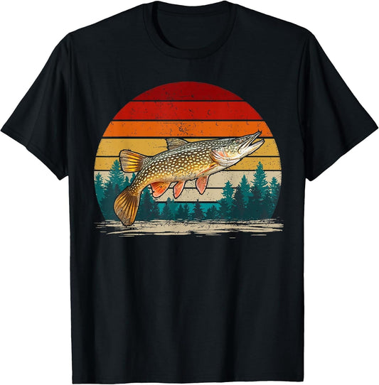 Pike Fish Vintage Distressed Retro Style Pike Fish