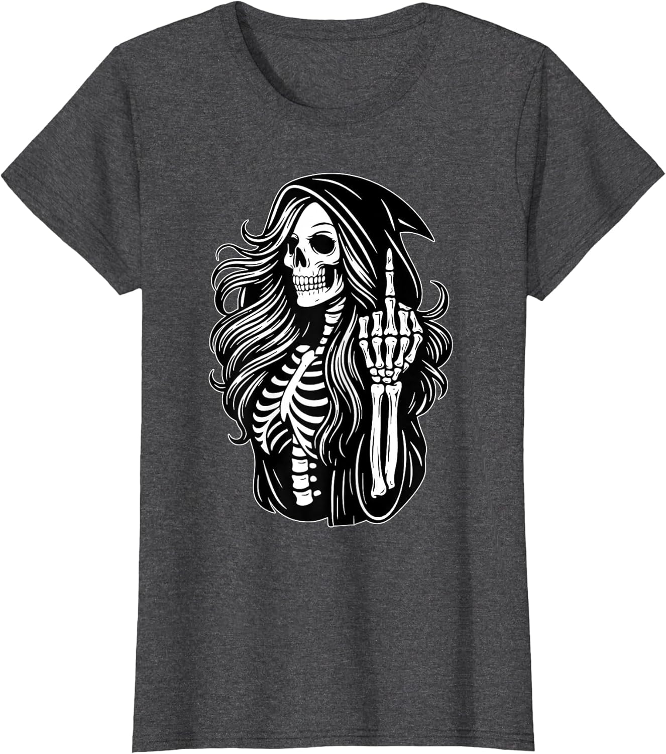 Funny Female Grim Reaper Skeleton Middle Finger Halloween