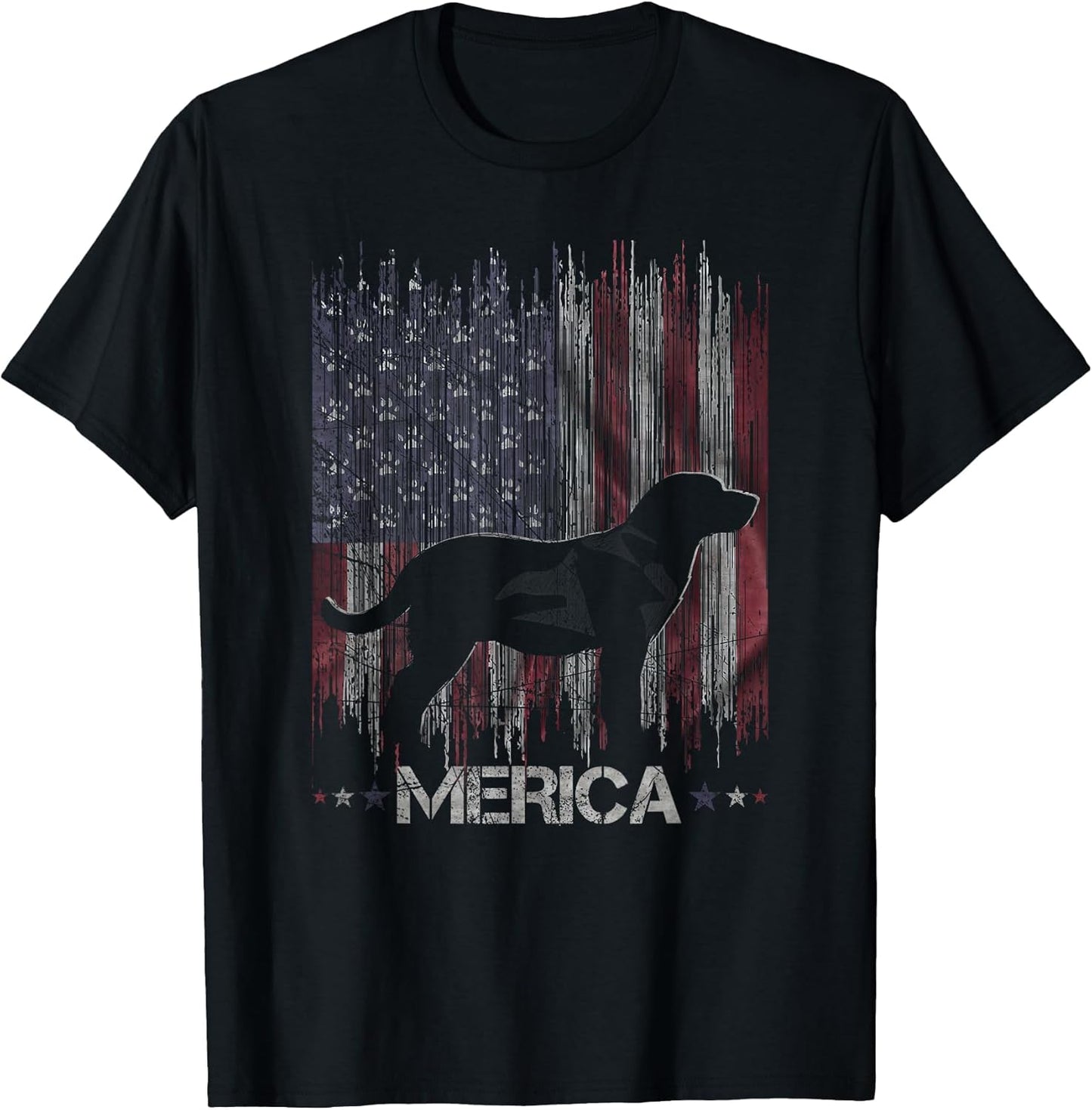 Vintage Labrador Dog, Merica Lab Dog USA Flag Silhouette