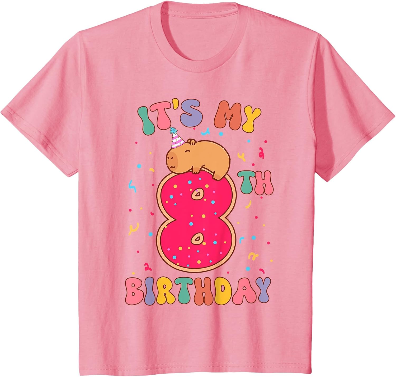 Its My 8th Birthday Donut Lover Cute Capybaras Kids Girls