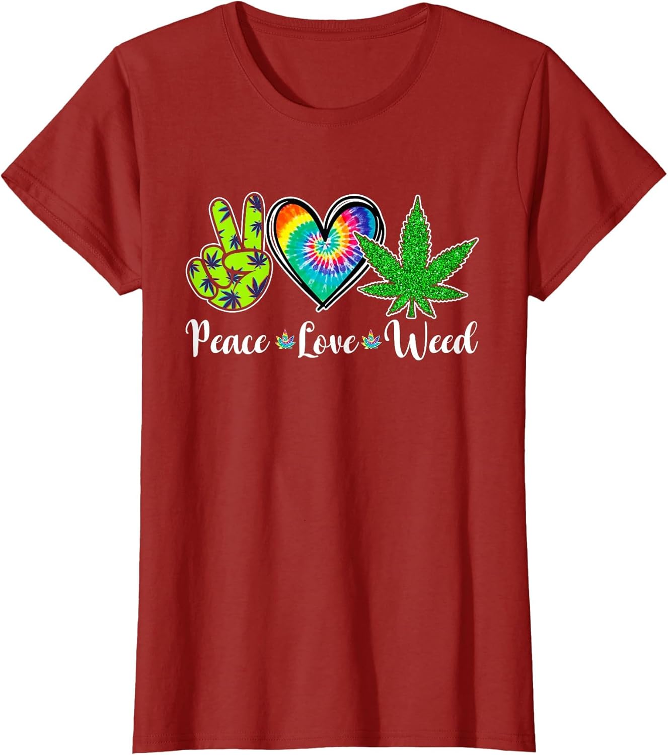 Peace Love Weed Marijuana Tie Dye Cannabis 420 Stoner