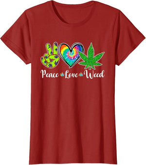 Peace Love Weed Marijuana Tie Dye Cannabis 420 Stoner