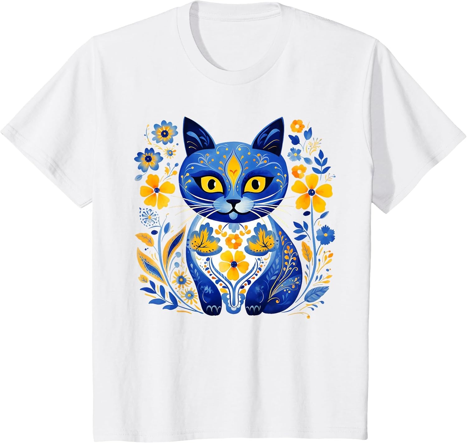 Ukraine Cat Floral Vintage Ukrainian Flag Vyshyvanka Style