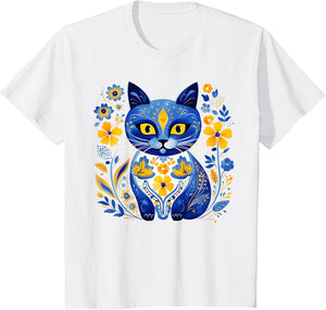 Ukraine Cat Floral Vintage Ukrainian Flag Vyshyvanka Style