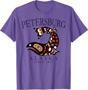 Petersburg Alaska Salmon Since 1897 Arched Plum Letters