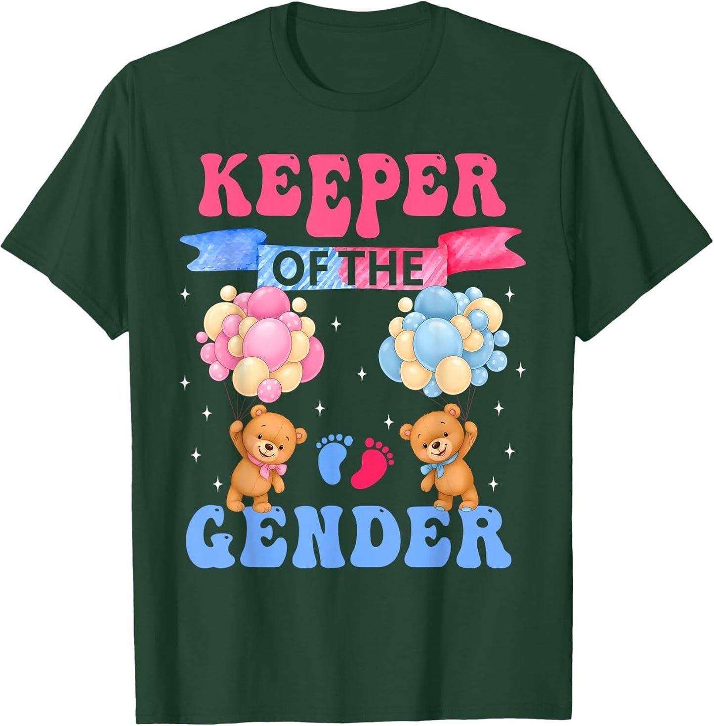 Keeper of The Gender Reveal Cute Bear Balloons Pink Or Blue