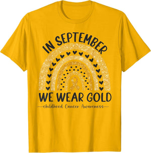 in September We Wear Gold Rainbow Childhood Cancer Awareness