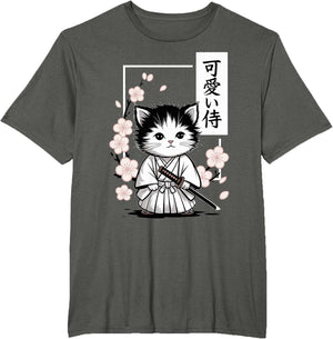 Cute Kawaii Baby Samurai Cat - Japanese Sakura