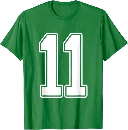 #11 White Outline Number 11 Sports Fan Jersey Style