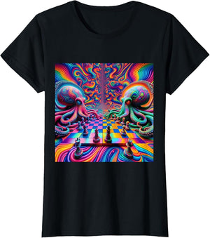 Trippy Octopus Alien Chess Battle EDM Music Rave Festival