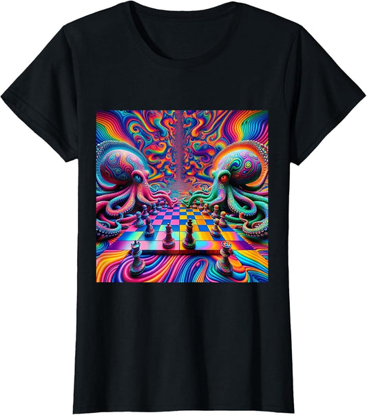 Trippy Octopus Alien Chess Battle EDM Music Rave Festival