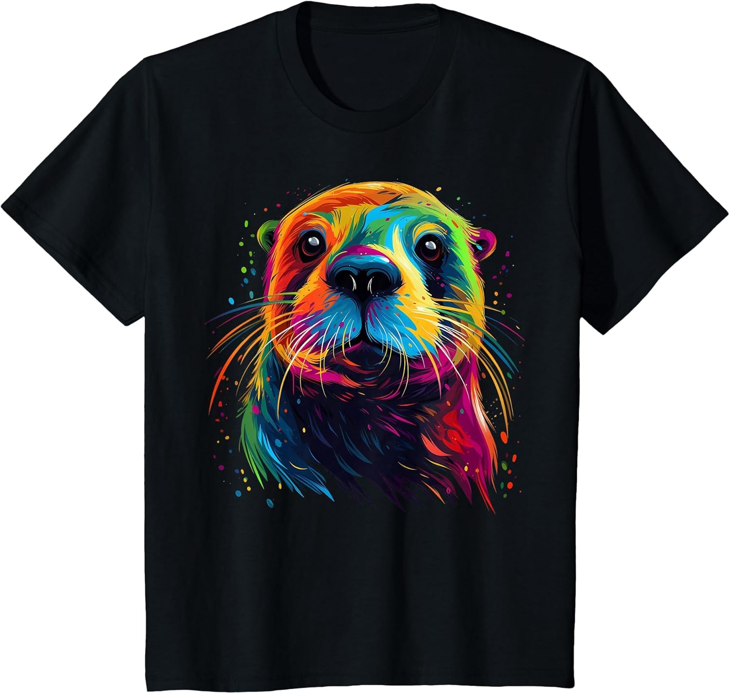 Otter Face Colorful River Sea Animal Art Lover Cute Black