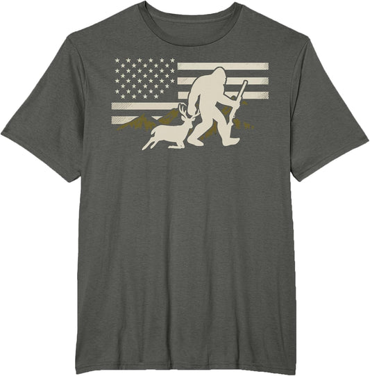 Bigfoot Deer Hunting USA Flag Deer Hunting Buck Season