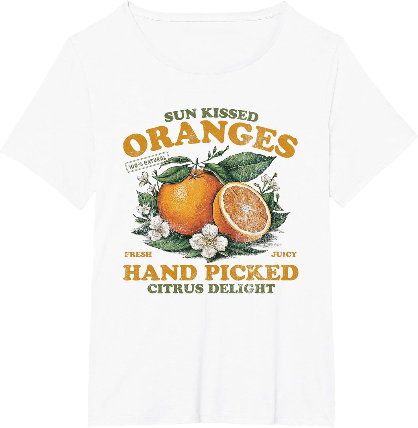Oranges Hand Picked Vintage Fruit Retro Peach Graphic