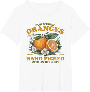 Oranges Hand Picked Vintage Fruit Retro Peach Graphic