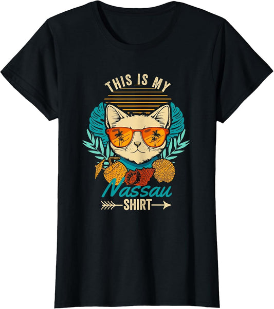 This is My Nassau Shirt Retro Cat Bahamas Summer Vacation
