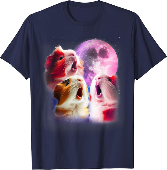 3 Guinea Pigs Howling at The Moon Funny Pet Guinea Pig Lover