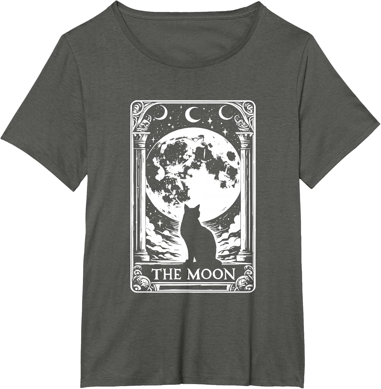 Witchy Cat Vintage Halloween Gothic The Moon Tarot Card