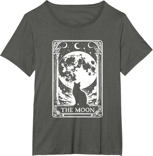 Witchy Cat Vintage Halloween Gothic The Moon Tarot Card